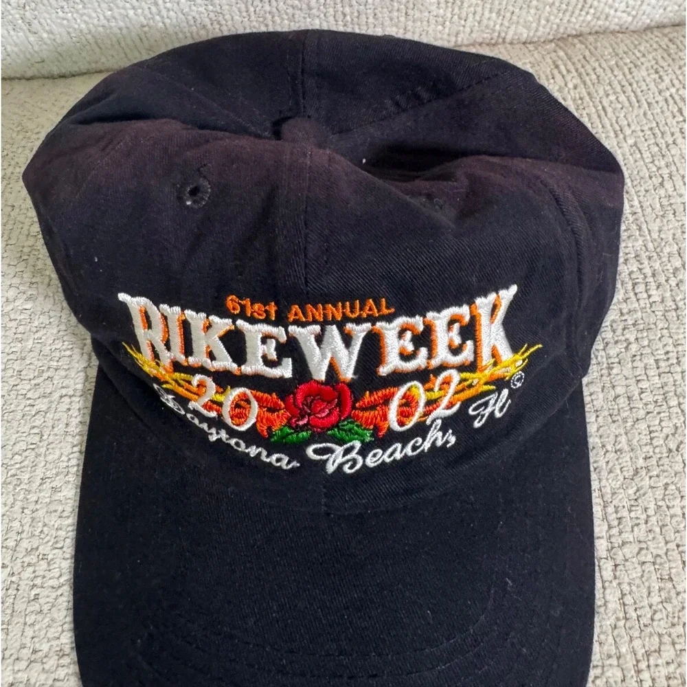 Vtg Bike Week Daytona Beach hat 61st Annual Embroidered‎ Roses Thorns 2002